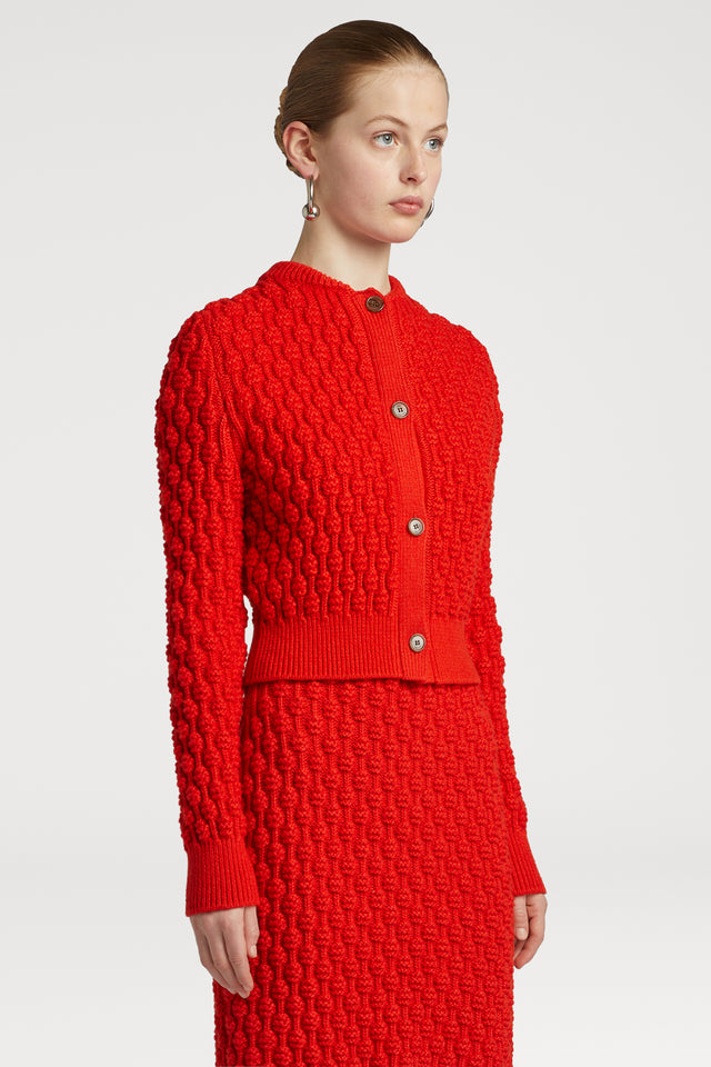 Bubbles Cardigan in Fire Red