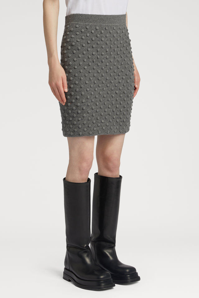 Felted Bubble Knitted Mini Skirt in Grey