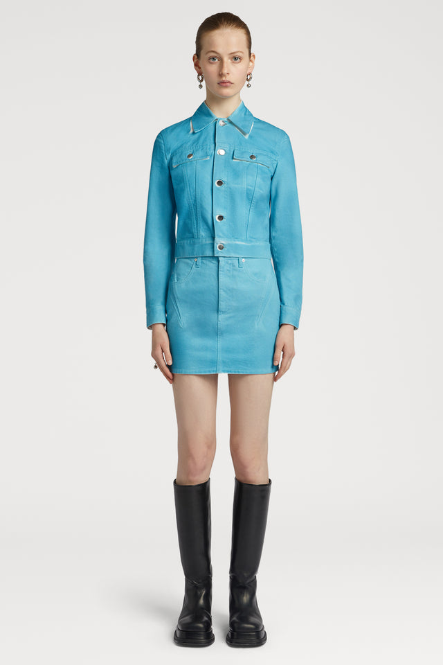 Mini Denim Skirt in Aquamarine