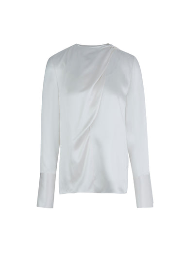 Draped Scarf-Like Silk Top