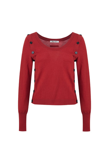 Cozy Knitwear With Contrast Buttons - Ocher