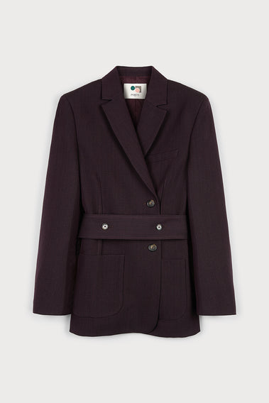 BURGUNDY BELTED BLAZER