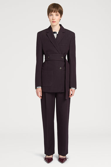 BURGUNDY BELTED BLAZER