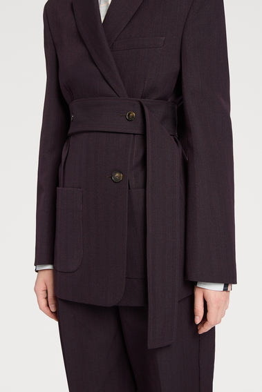 BURGUNDY BELTED BLAZER