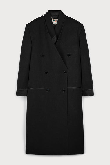 REFINED BLACK WOOL OUTERWEAR