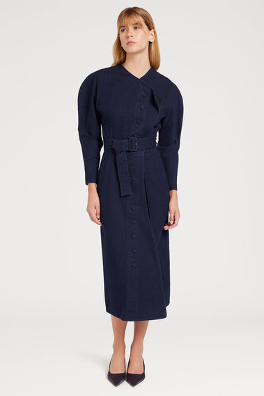 CHIC NAVY BLUE TAILORED DRESS