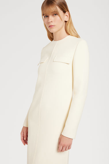 REFINED WHITE WOOL SOPHISTICATED DRESS
