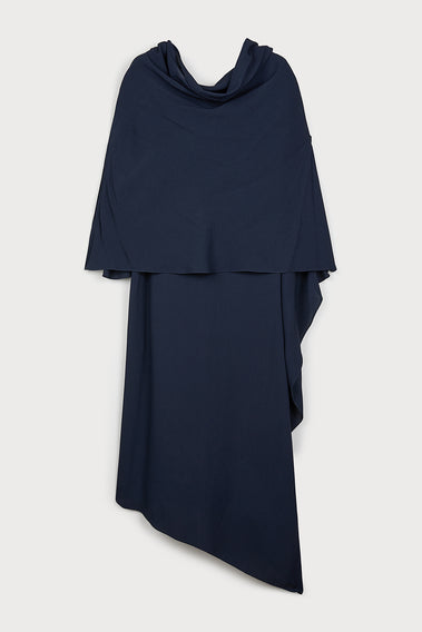 ELEGANT NAVY BLUE CAPE DRESS