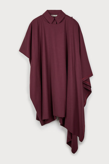 STATEMENT BURGUNDY DRAPED NECKLINE SHIRT