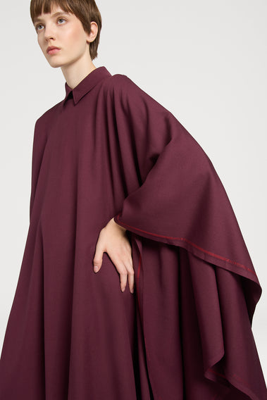STATEMENT BURGUNDY DRAPED NECKLINE SHIRT