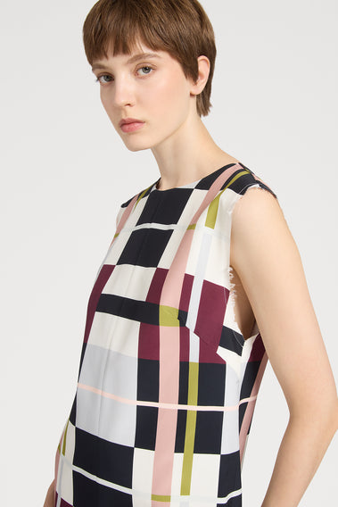 ELEGANT SLEEVELESS CLASSIC PLAID DRESS