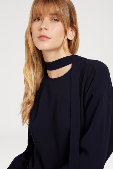 NAVY FLATTERING VERSATILE SHIRT