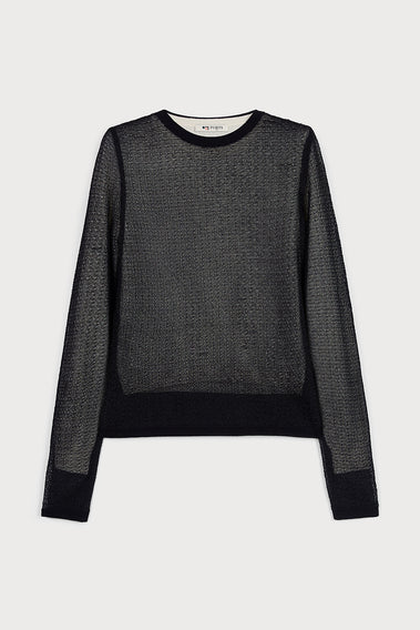 ELEGANT BLACK MESH VISCOSE SWEATER