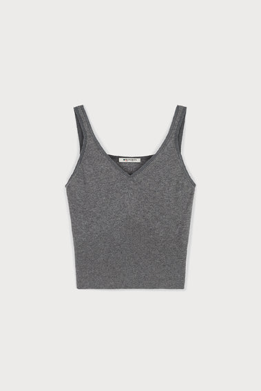 CHIC GREY CROPPED TOP WITH V-NECKLINE