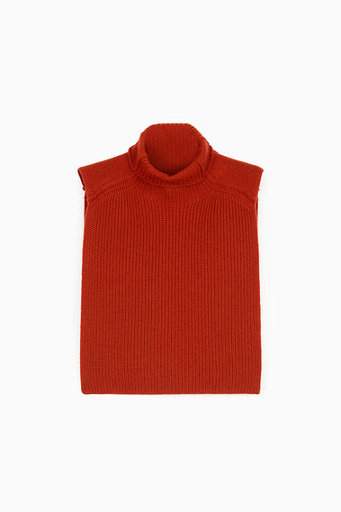 RED TURTLENECK CAPE SWEATER