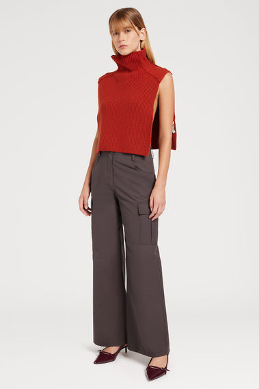 RED TURTLENECK CAPE SWEATER