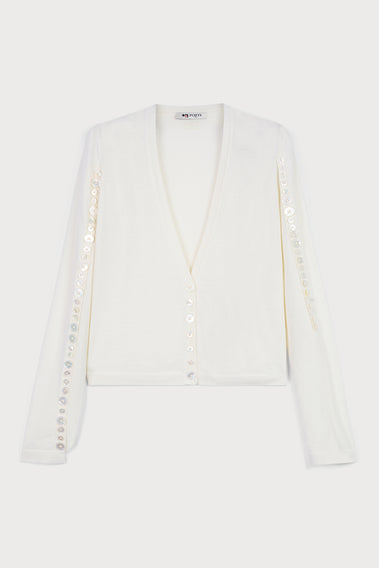 STUNNING WHITE BUTTONS SLEEVE CARDIGAN