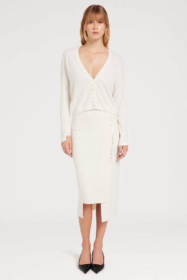 STUNNING WHITE BUTTONS SLEEVE CARDIGAN