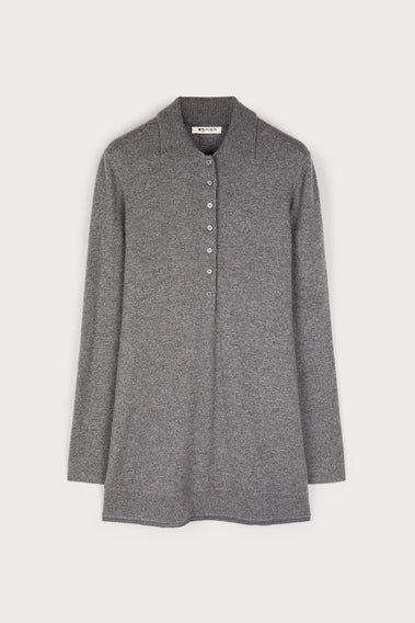 LUXURIOUS CASHMERE GREY POLO KNITWEAR