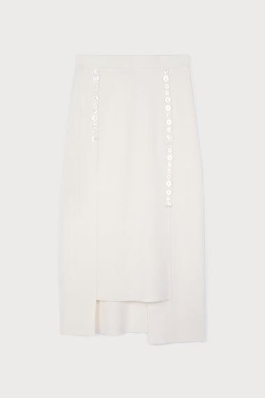 CHIC WHITE SKIRT WITH SIDE BUTTONS