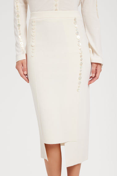 CHIC WHITE SKIRT WITH SIDE BUTTONS