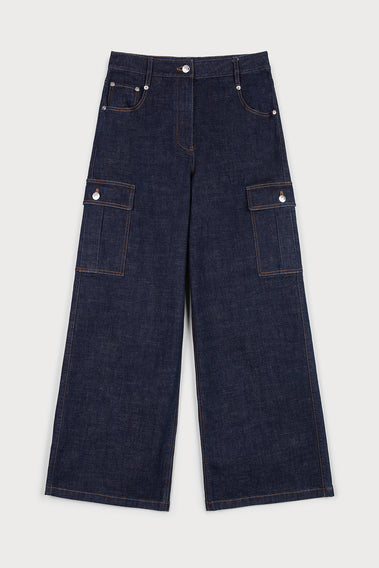 EXQUISITE WIDE-LEG DENIM JEANS