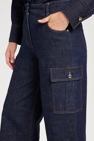 EXQUISITE WIDE-LEG DENIM JEANS