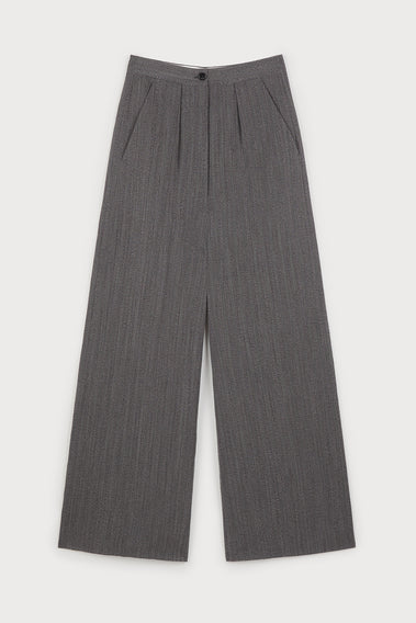 STYLISH GREY COTTON WOOL PANTS