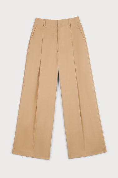 LUXE CAMEL PLEATED TROUSERS