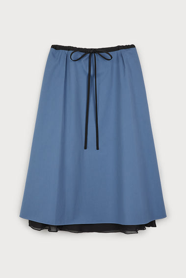 ELEGANT BLUE SKIRT WITH BLACK TRIM