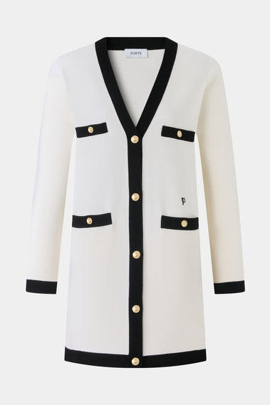 NOIR & GOLD CHARM CARDIGAN-WHITE BASE
