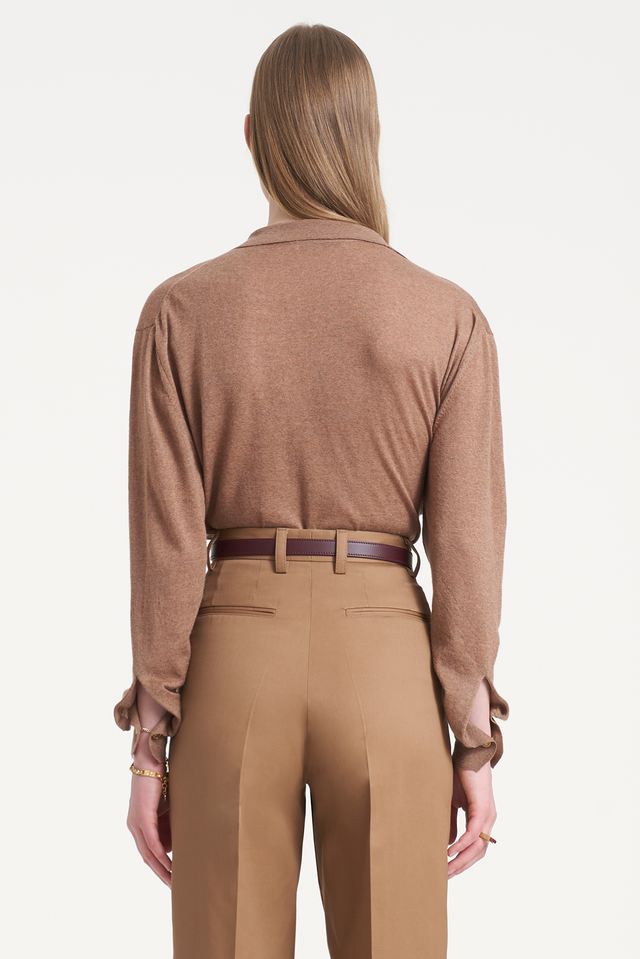 Chain Link Button Knit In Light Camel