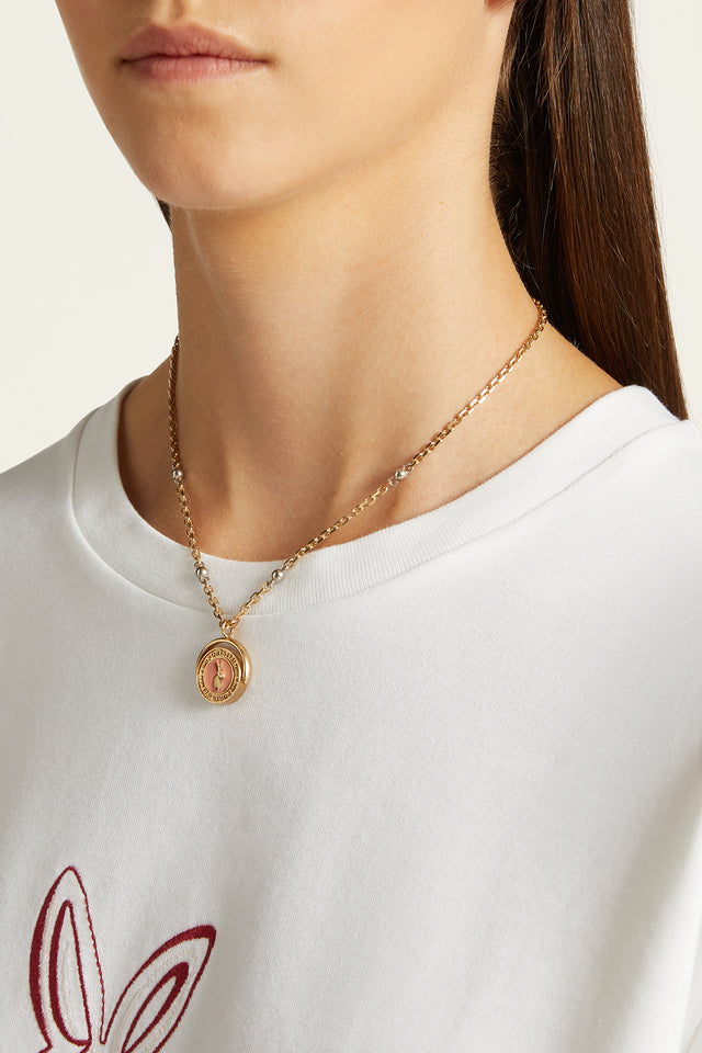 Pink Hare Coin Necklace