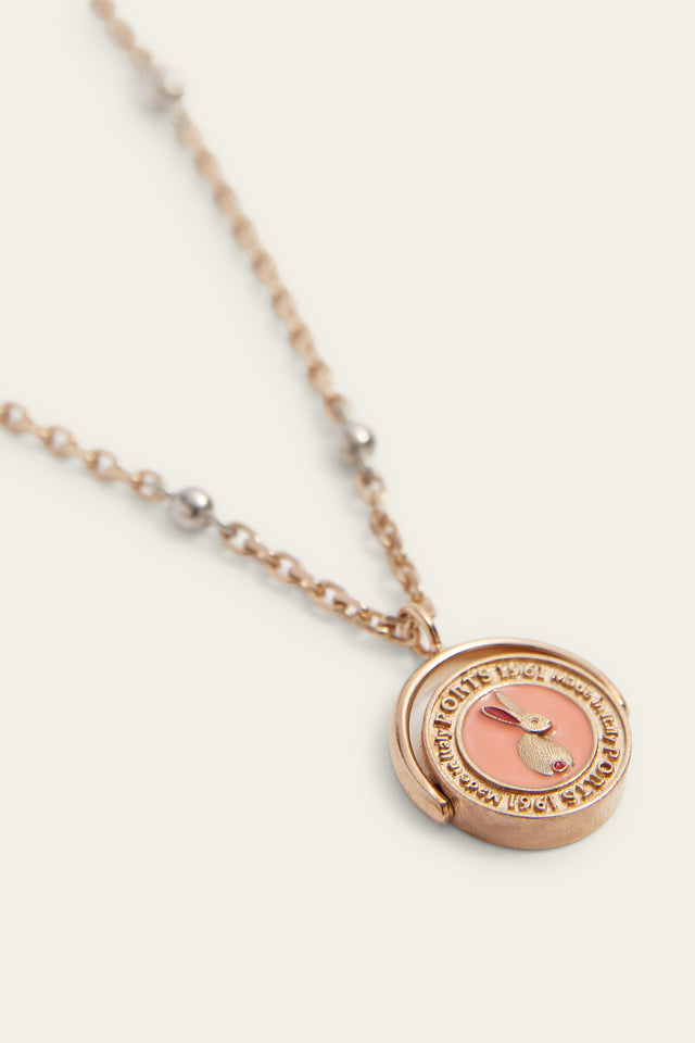 Pink Hare Coin Necklace