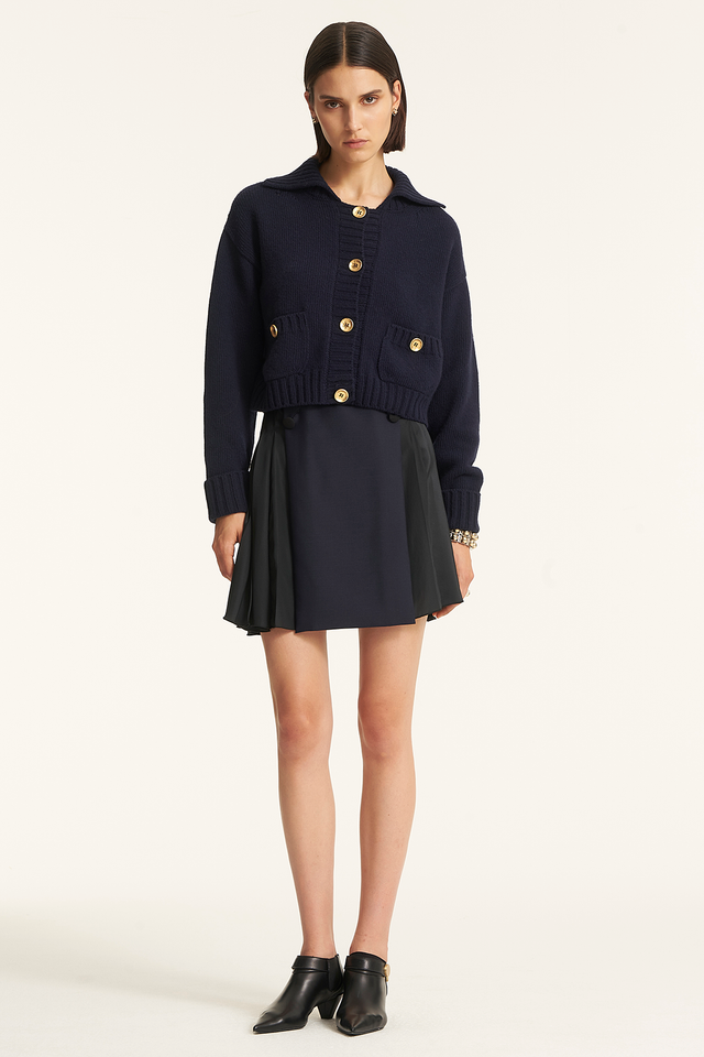Navy Collared Cardigan