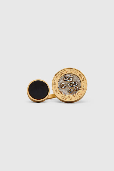 BRANDED DISC RING IN LIGHT GOLD