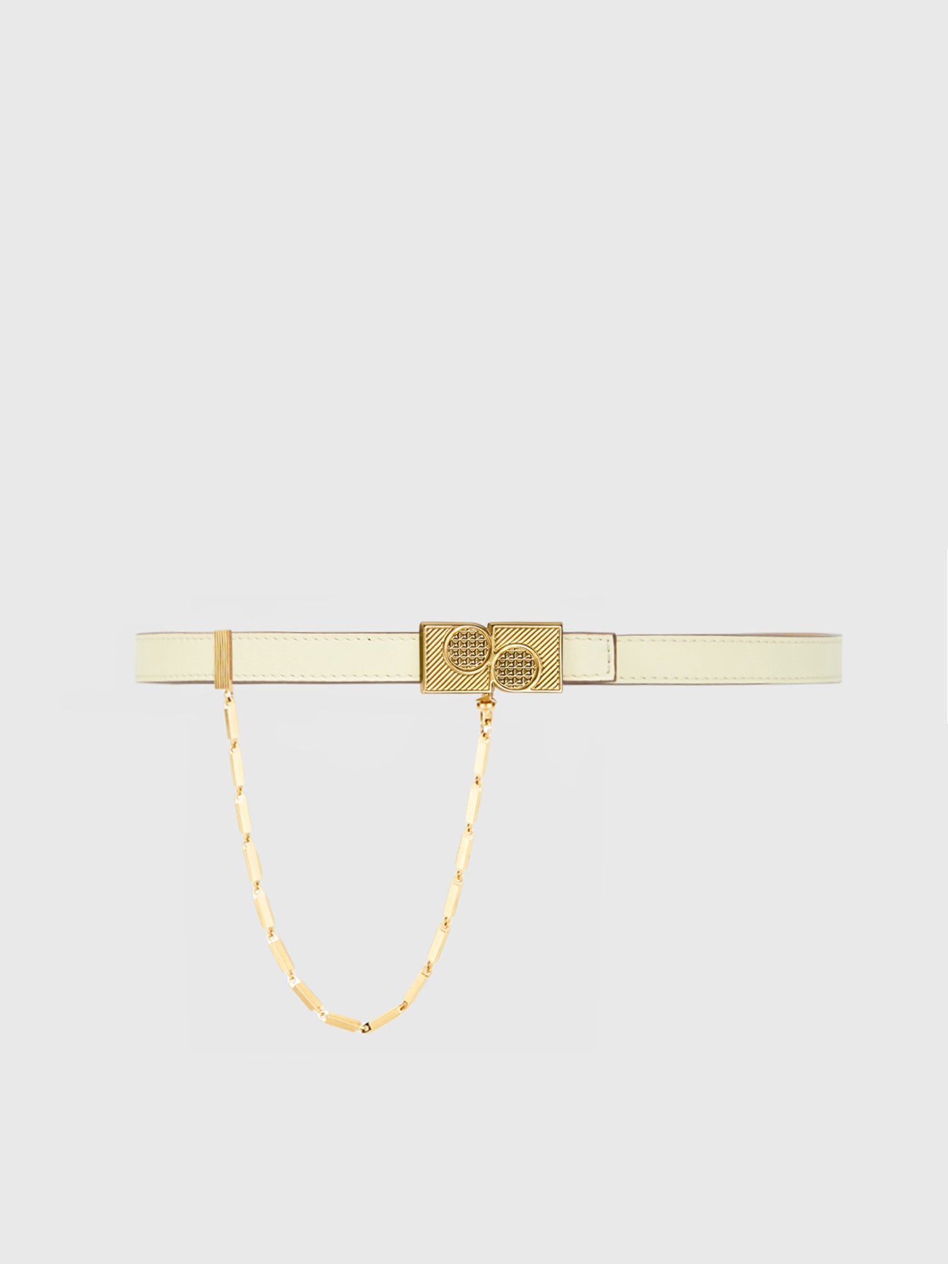 Thin Belt With Safety Chain In Pale Yellow