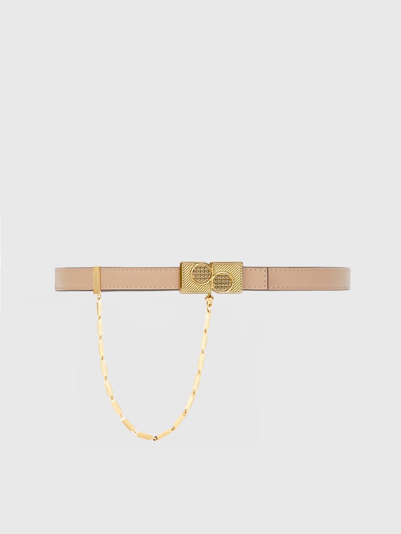 Thin Belt With Safety Chain In Rose Dust