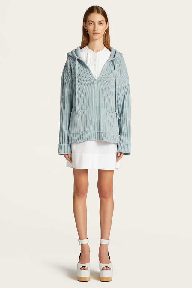 Relaxed Rib Knit Hoodie
