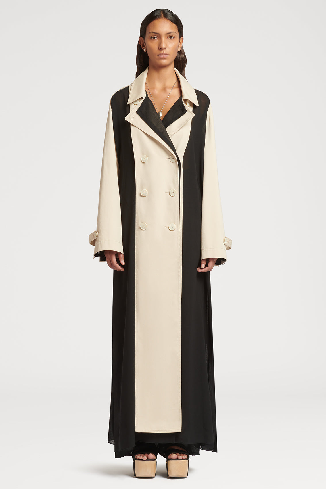 Panelled Long Trench Coat