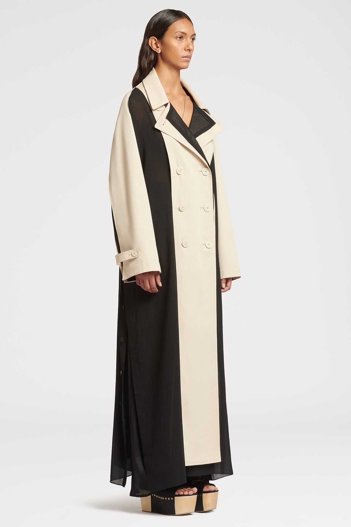 Panelled Long Trench Coat