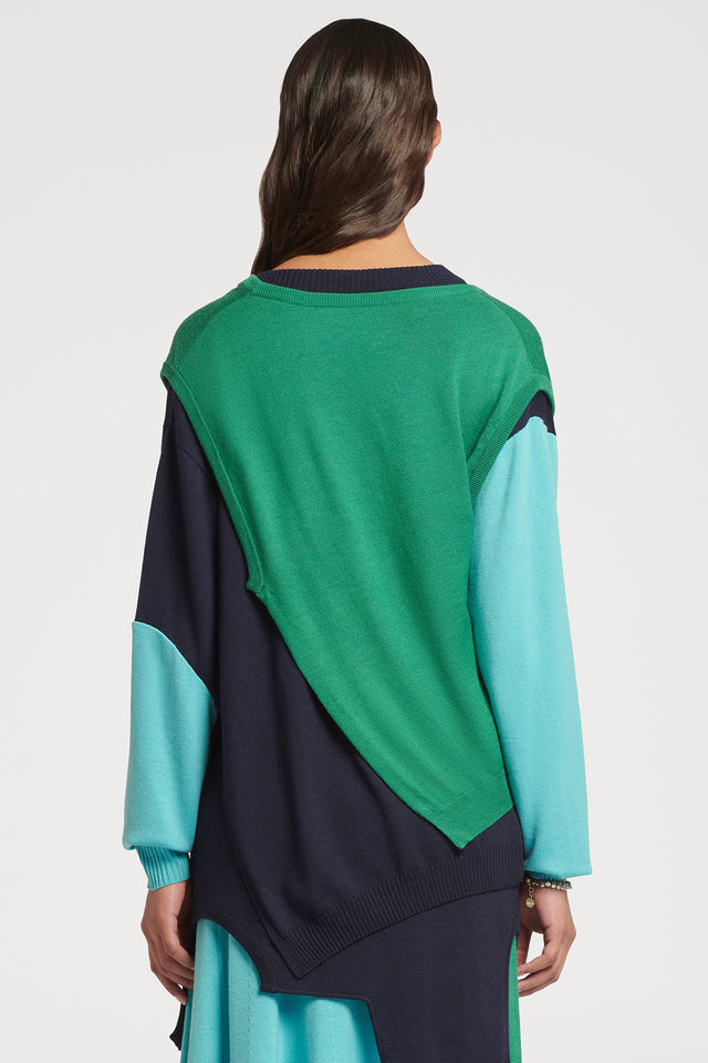 Colour Block Multi-Layer V-Neck