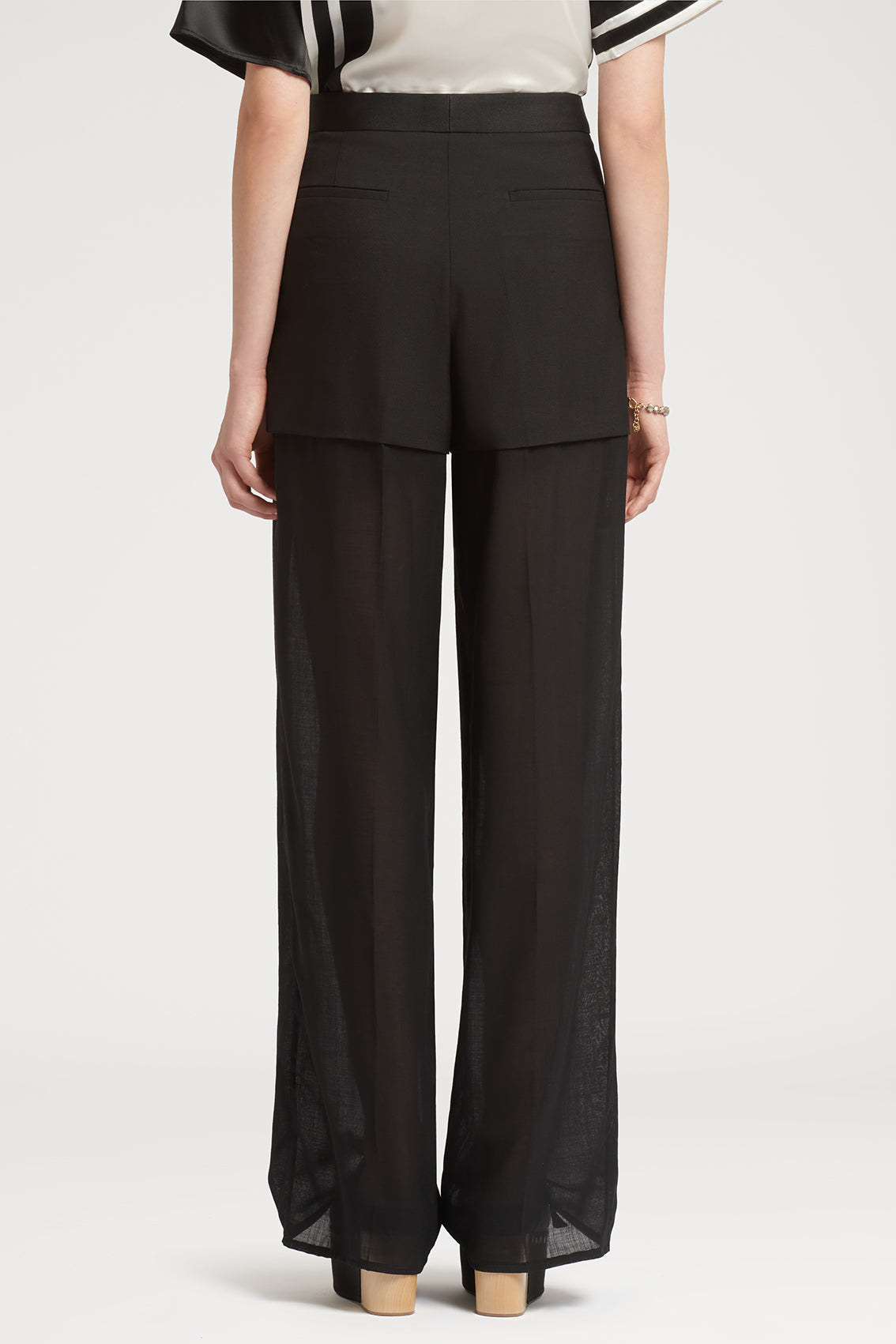 Wide Long Trousers with Transparent Panel