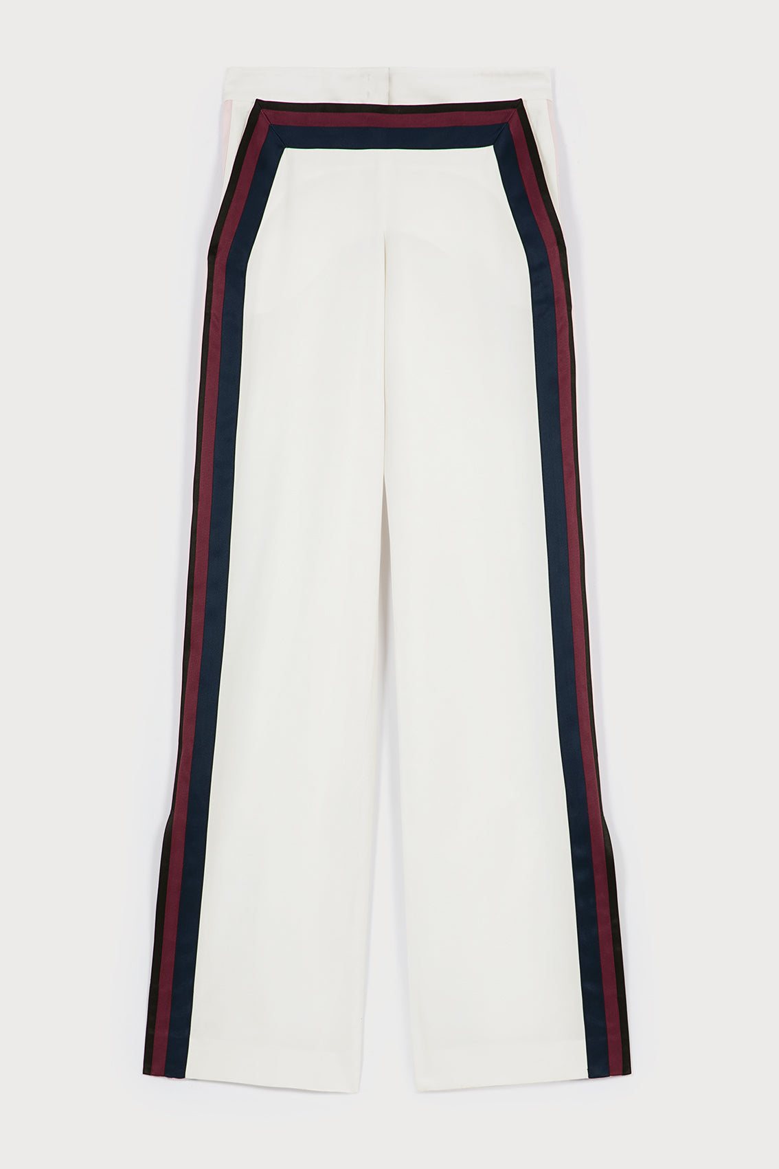 Satin Flat Front Multicolour Stripe Trousers