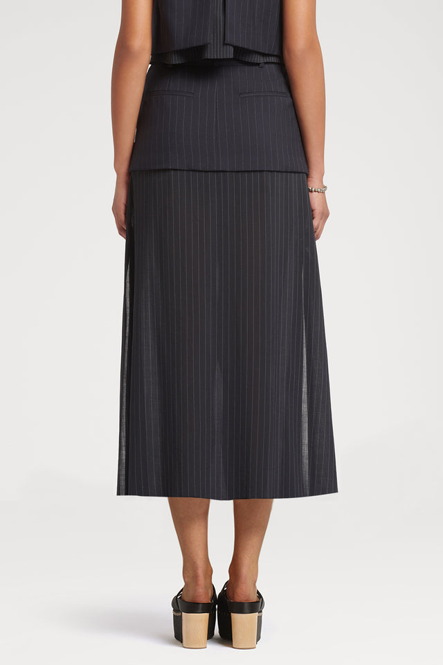 Double Layer Pinstripe Skirt
