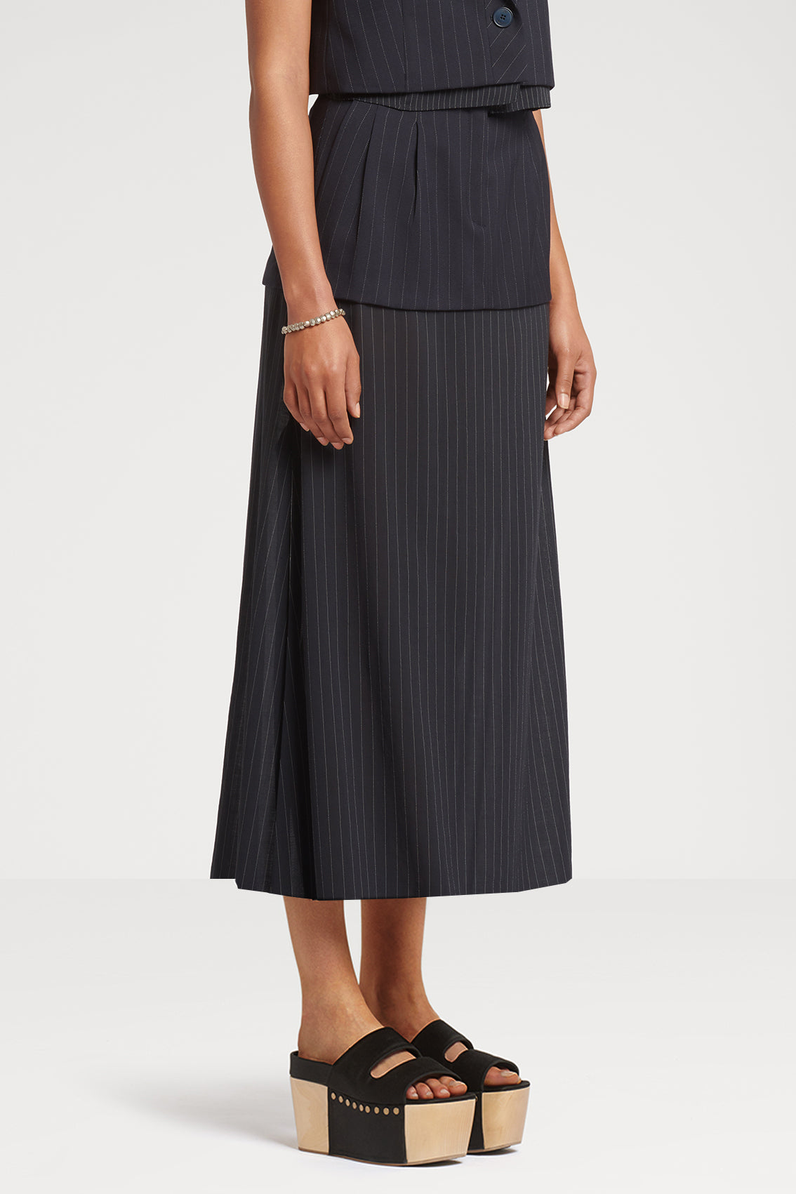 Double Layer Pinstripe Skirt