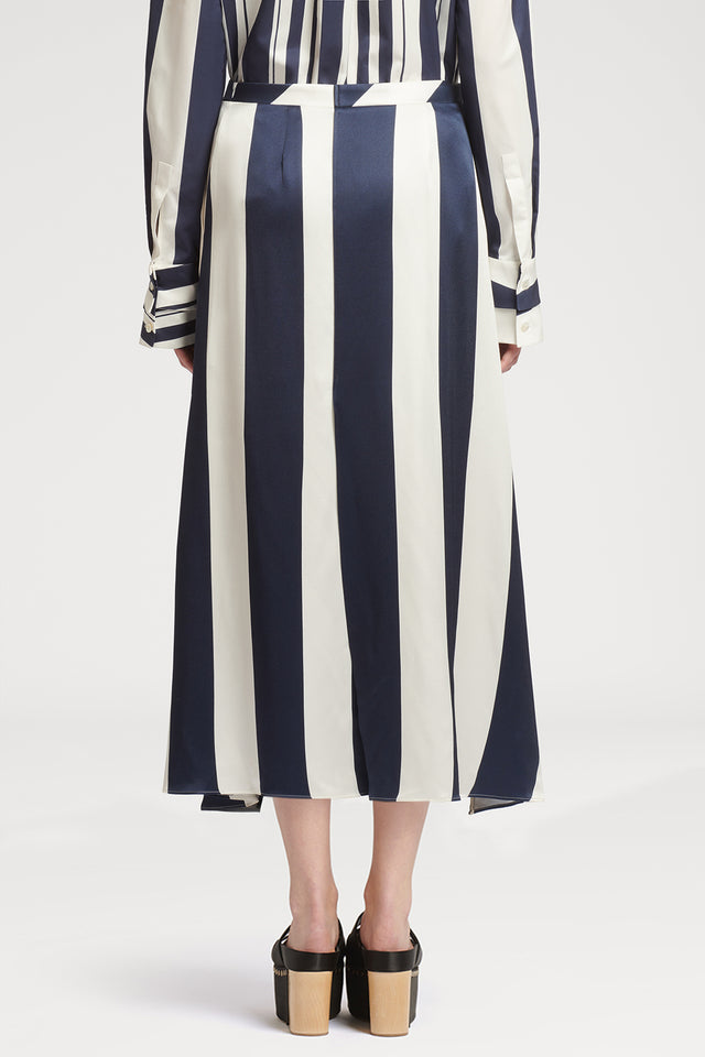 Striped Foldover Pleated Skirt
