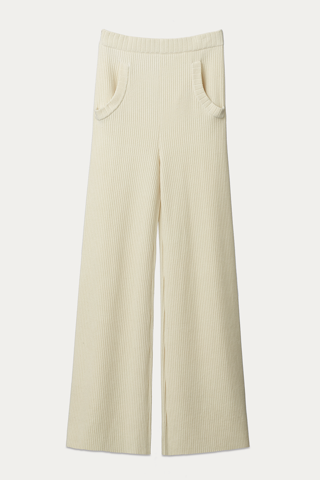 Rib Knit Trousers With Front Pockets