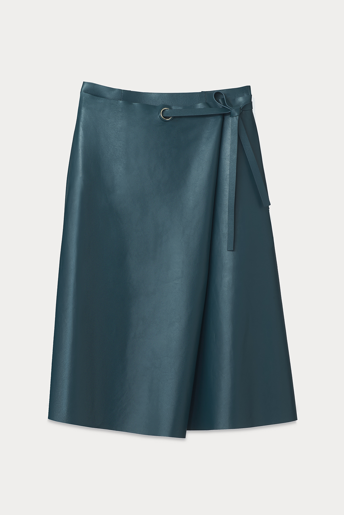 Marine Side Tie Leather A-Line Skirt