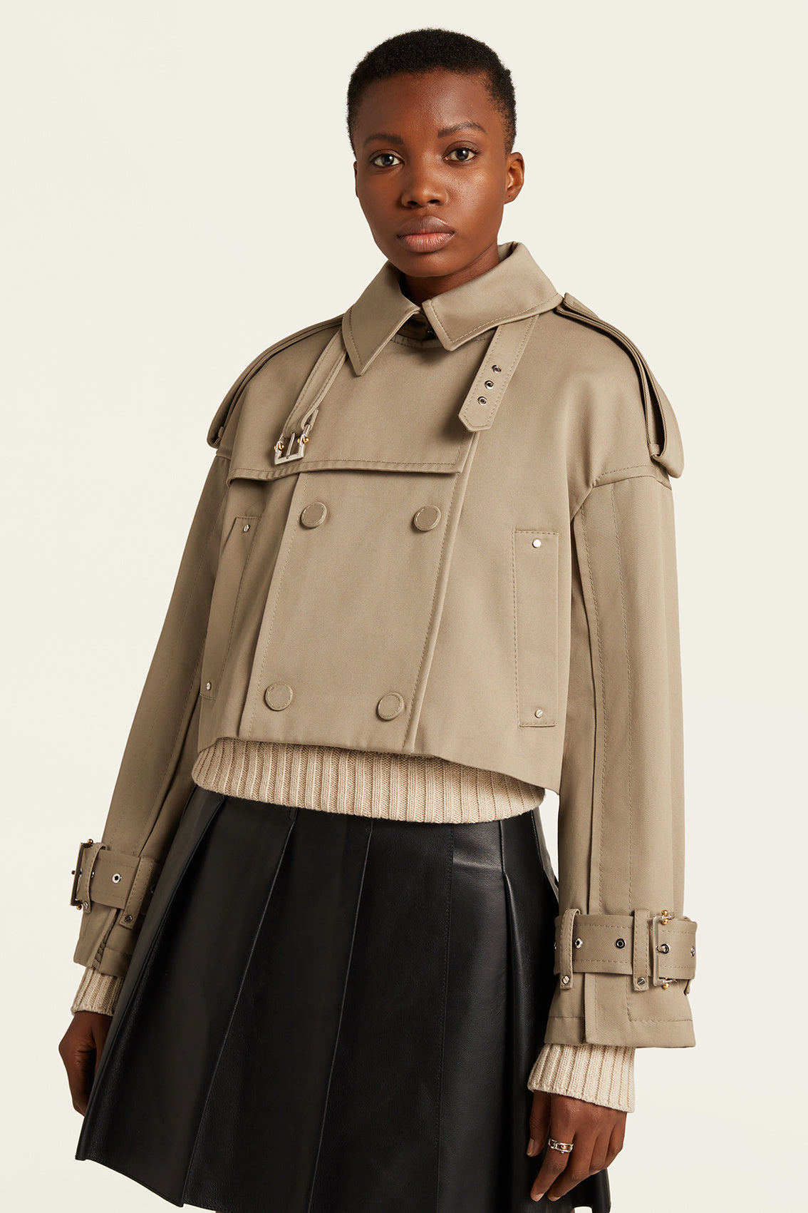 Cropped Trench Cape Coat